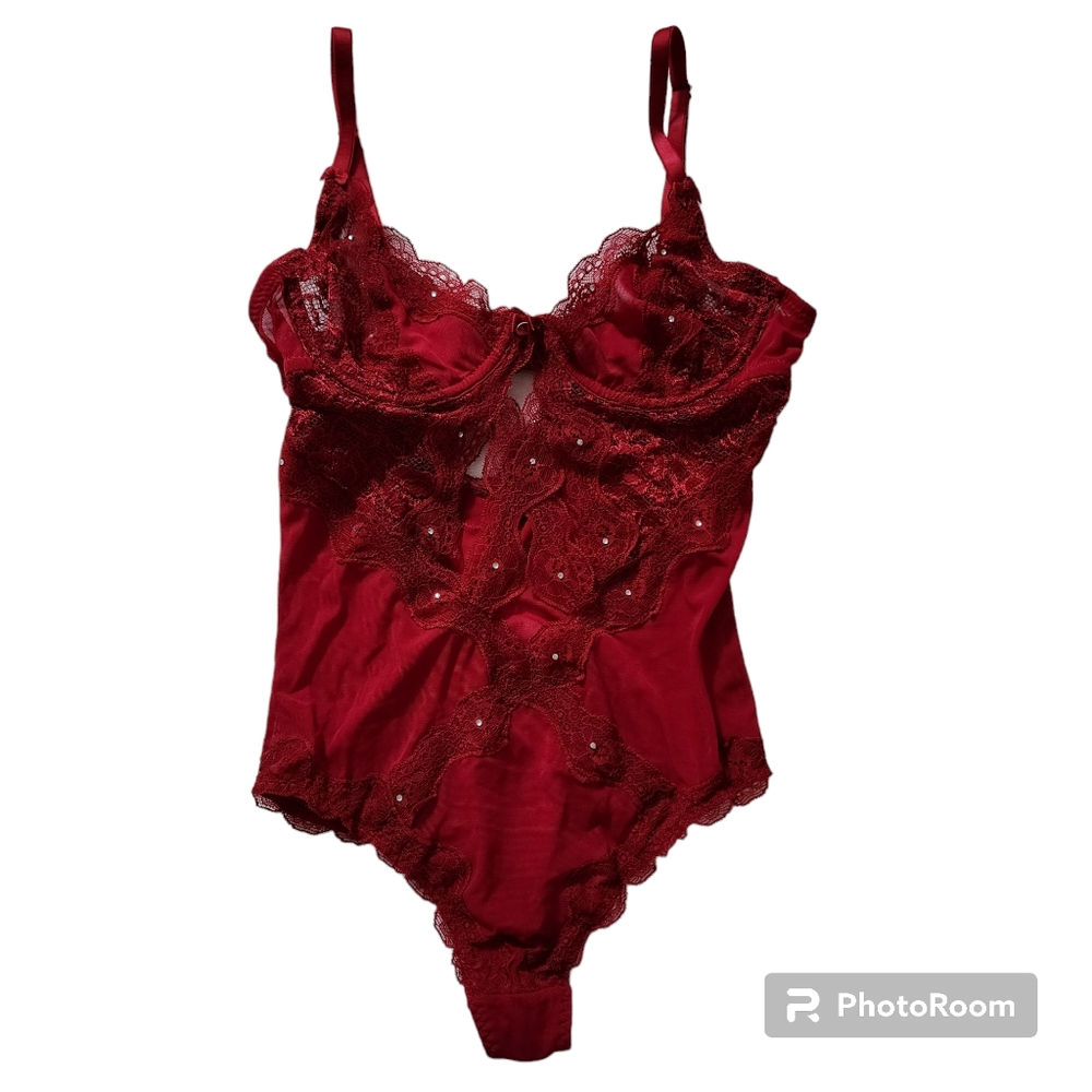 🍒EUC SPLASH Red Lace Lingerie|Bodysuit
